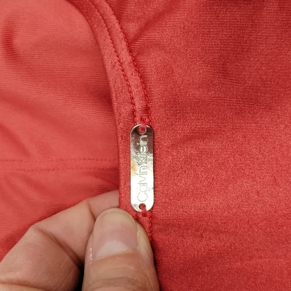 Calvin Klein swimwear women size 14 dark coral pleated on one side adj straps - Picture 3 of 7